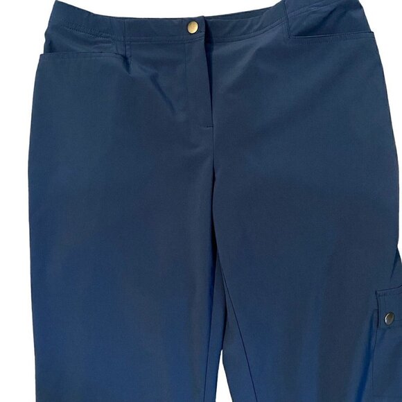 Chico's Size 0 (Small) Weekends Crop Pants Blue Pockets Lightweight Airy Comfort - Picture 2 of 6
